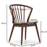 VS Venta-stock Pack 2 chaises Mura, Couleur Noyer, Bois Massif, 55 cm (Longueur) 58,5 cm (Profondeur) 84 cm (Hauteur)