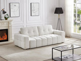 Vente-unique - Canapé 3 Places en Tissu Bouclette Blanc SOPELANA