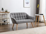 Vente-unique - Canapé 2 Places en Tissu Gris Caserta