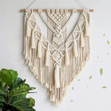 BMIDRUT Tapisserie macramé en coton tissé à la main avec pompons, décoration artisanale, chambre à coucher, salon, appartement, 45 x 75 cm