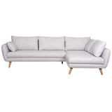 Miliboo Canapé d'angle Droit scandinave 5 Places en Tissu Gris Clair chiné et Bois Clair Creep