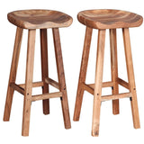 INLIFE Lot de 2 tabourets de bar en bois massif d'acacia, marron, 17,9 kg