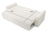 BAÏTA Canapé Droit Convertible Nova 3 Places en Tissu Bouclette Blanc
