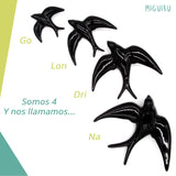 Hirondelle Murale | Oiseaux Decoratifs Ceramique Mural | 4 unités | Fabriqué en Espagne