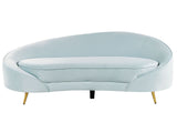 Canapé en Velours Courbé Glamour Bleu Clair à 3 Places Pieds Dorés Brillants Savar