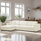 HOMIFAB Canapé d'angle à Gauche Convertible 5 Places en Tissu Bouclette Beige - Robin