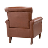 Fauteuil en Cuir PU fauteuils d'appoint en Cuir du Milieu du siècle avec capitonnage en Cuir et Garniture cloutée Fauteuil en Cuir surdimensionné pour Salon Chambre à Coucher réception Brown