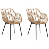IDMarket - Lot de 2 chaises de Salle à Manger, fauteuils de Table Summer Effet rotin Pied métal Noir