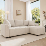 Sapgaks Canapé d'angle,Canapé 3 Places,anapé d'angle Convertible en L, Tissu Chenille,avec 2 Coussins décoratifs,adapté au Salon et à l'appartement (Beige)