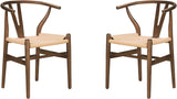 YAXANSIH Lot de 2 chaises de Salle à Manger, Cuisine, Style Wishbone en Poly et écorce (Couleur : Noyer)