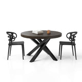 MOBILI FIVER, Table Ronde Extensible Emma, 120-160 cm, Noyer américain, avec Pieds Noirs croisés, pour 4-6 Personnes, Table Extensible pour Cuisine, Salon, Made in Italy