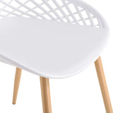 Set de 2 Chaises Designs Chaise de Salle à Manger Siège en Plastique Pieds en Métal Effet Hêtre Couleur Blanche et Effet Hêtre 83 cm
