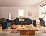 Lisa Design - Rune - canapé Droit 3 Places en Velours texturé, Gris Anthracite