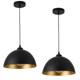 lux.pro Lot de 2 Lampes à Suspension Éclairage Intérieur Hauteur Réglable Métal Diamètre 30 cm Noir Doré