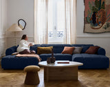 Lisa Design - Ray - canapé panoramique en U 7 Places en Tissu texturé, Bleu