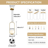 KCO Lighting Suspension Luminaire Rétro Réglable Dorée Avec Boule en Verre Blanc de 15cm pour Restaurant, Salon, Chambre à Coucher, Cuisine, Bar, Couloir