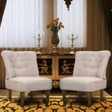 vidaXL Fauteuil de Style France 2 pcs Crème Tissu
