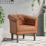 Bucmath Fauteuil club en cuir synthétique robuste, marron, 70 x 56 x 68 cm, fauteuil de salon confortable pour salon, chambre à coucher, bureau, fauteuil de lecture pour adultes