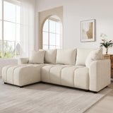 Sapgaks Canapé d'angle,Canapé 3 Places,anapé d'angle Convertible en L, Tissu Chenille,avec 2 Coussins décoratifs,adapté au Salon et à l'appartement (Beige)