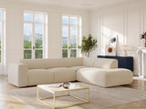Vente-unique - Grand canapé d'angle Droit avec Dossier méridienne en Tissu texturé Beige POGNI de Maison Céphy
