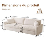 Guyii Canapé 2 Places en Tissu Bouclette Beige Grand canapé Moderne et Confortable pour Salon, Dossier Moelleux et Assise Profonde, canapé Design avec accoudoirs Larges, Longueur 266 cm