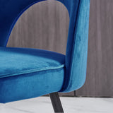 AINPECCA Lot de 2 chaises de salle à manger rembourrées en velours avec pieds en métal noir (bleu et doré, 2)