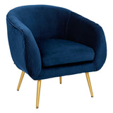 Atmosphera - Fauteuil Solaro Bleu en Velours plissé