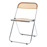 [en.casa] Lot de 2 Chaises Pliantes Ensemble de 2 Sièges de Salle à Manger Set de 2 Chaises pour Invités Cuisine Bureau Acier Chromé Polycarbonate 74 x 46 x 47 cm Orange Transparent