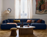 Lisa Design - Ray - canapé panoramique en U 7 Places en Tissu texturé, Bleu