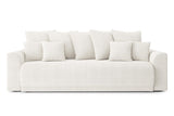BAÏTA Canapé Droit Convertible Nova 3 Places en Tissu Bouclette Blanc