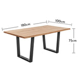 Stella Trading Benny Mini chêne Massif – Table à Bord d'arbre de qualité supérieure avec Structure en métal Noir pour Votre Salle à Manger – 180 x 75 x 100 cm