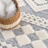 payé Tapis de salon Tapis Sol - poils longs - Boho - Gris pastel - 160 x 230 cm - Uni - Motif losange moderne chiné - Scandinave moelleux et doux - Décoration de chambre à coucher