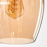 Suspension Vevino, suspension en métal/verre en noir/ambre, luminaire avec abat-jour en verre (Ø 20 cm), hauteur max. 150 cm, 1 x E27, ampoule(s) non incluse(s)