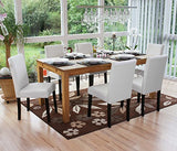 Mendler Lot de 4 chaises de séjour Littau - Simili-Cuir, Blanc Mat, Pieds foncés