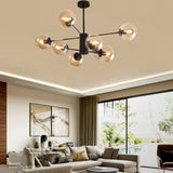 DRYIC Lustre, Lustre Suspension Globes En Verre Spoutnik Suspension Pour Îlot de Cuisine Salon Chambre Salle À Manger/Amber/8-