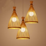 Suspension Bambou Créatif en Bambou Luminaire Asie du Sud-Est Lustre Forme de Cône Rotin Osier Tressé Nature lustre suspension réglable hauteur Suspension Luminaire Salon Restaurant café barre,A,20cm