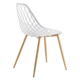Set de 2 Chaises Designs Chaise de Salle à Manger Siège en Plastique Pieds en Métal Effet Hêtre Couleur Blanche et Effet Hêtre 83 cm