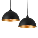 lux.pro Lot de 2 Lampes à Suspension Éclairage Intérieur Hauteur Réglable Métal Diamètre 30 cm Noir Doré