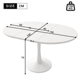 Bladez Table à manger, extensible, pour 6 à 8 personnes, ovale, 140 x 75 cm, moderne, simple, blanche