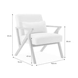 sweeek - Fauteuil scandinave Bois d'hévéa et Tissu Effet Fausse Fourrure Blanc crème