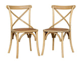 Biscottini Lot de 2 chaises de salle à manger en bois massif - Chaise cuisine et salon en rotin - Chaises d extérieur et intérieur - Chaise en peluche Rustica Cross - Siège rembourré Thonet Vintage