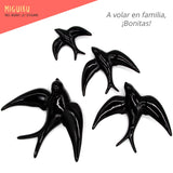 Hirondelle Murale | Oiseaux Decoratifs Ceramique Mural | 4 unités | Fabriqué en Espagne