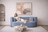 MyFoam Canapé en mousse, 3 places, 200 cm, avec fonction sommeil, déhoussable, moderne et confortable, bleu clair