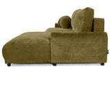 Lisa Design - Nelly - canapé d'angle Droit 4 Places Convertible avec Coffre en Velours texturé, Vert Olive