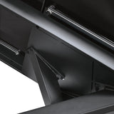 PAZZO DESIGN Table extensible Eugenio, plateau en céramique Calacatta noir Lux, pieds en métal croisés noirs, table de cuisine, table en céramique, 160 x 90 x h76 cm - id_2287