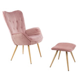 Albatros Fauteuil avec Tabouret York, Rose, Housse en Velours, confortablement rembourré, Fauteuil TV, Fauteuil rembourré