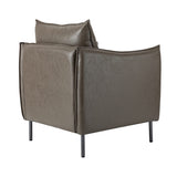 HULALA HOM Fauteuil en Cuir Fauteuil d'appoint Moderne en Similicuir Rembourré Chaises de Salon avec Coussin Mobile pour Salon Bureau Lecture Réception Client Brown