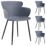 IDIMEX Lot de 4 chaises Catch pour Salle à Manger ou Cuisine au Design Retro avec Larges accoudoirs, Coque en Plastique Gris et 4 Pieds en métal laqué Noir