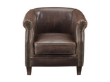 Vente-unique - Fauteuil Club 100% Cuir Vieilli ENGUERRAND Marron