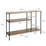 SoBuy FSB35-PF Table Console Table d’entrée Buffet Bout de Canapé Table d'appoint avec 3 étagères de Rangement – L120 x P30 x H80 cm, Cadre en Acier, Style Industriel
